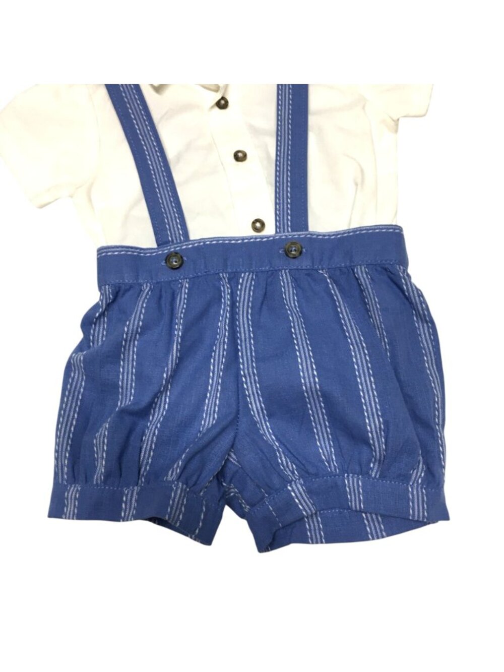 Carter's Baby Boys 2 Piece Suspender Shorts Outfit Set 3M Blue White NWT - Picture 4 of 7